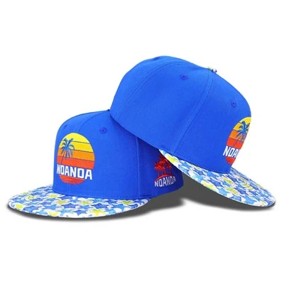 Kokosboom borduurwerk blauwe snapback cap